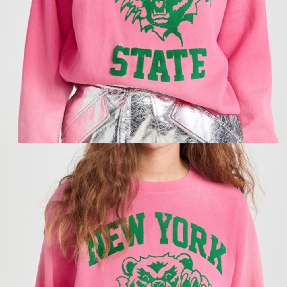 Daydreamer New York State bear vintage sweatshirt pink and green size S